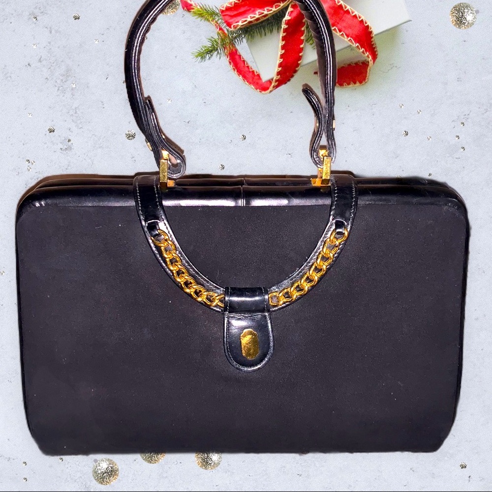 RARE Murray Kruger 1950's luxury velvet and leather handbag